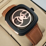 Belleda B8714-38 Leather Strap Original Watch Black & Gold Dial