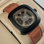 Belleda B8714 Leather Strap Original Watch Brown & Grey Color