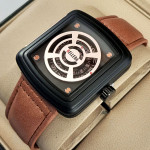 Belleda B9290 Original Watch Leather Strap Dial Black & Gold Color