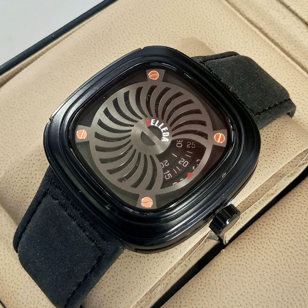 Belleda B9134 Original Watch Leather Strap Dial Black Color