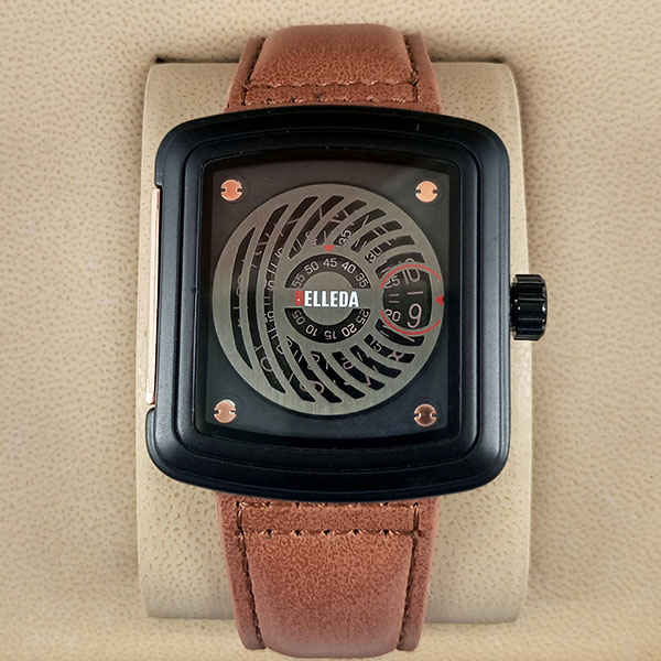 Belleda B9290 Original Watch Leather Strap Dial Black Color