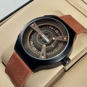 Belleda B8715 Original Watch Leather Strap Dial Black Color