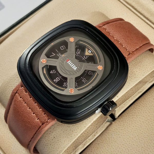 Belleda B8714 Leather Strap Original Watch Brown & Grey Color