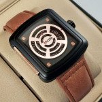 Belleda B9290 Original Watch Leather Strap Dial Black & Gold Color