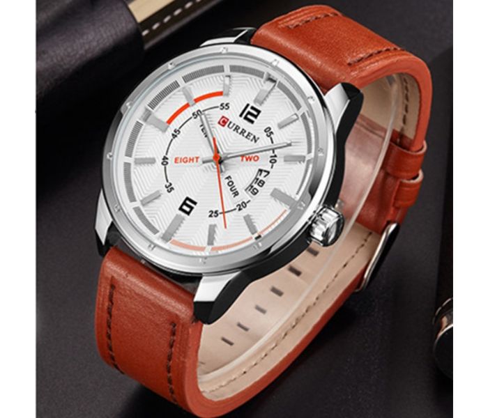 Curren M8211 Watch Leather Strap with Date & Day Stylish Watch