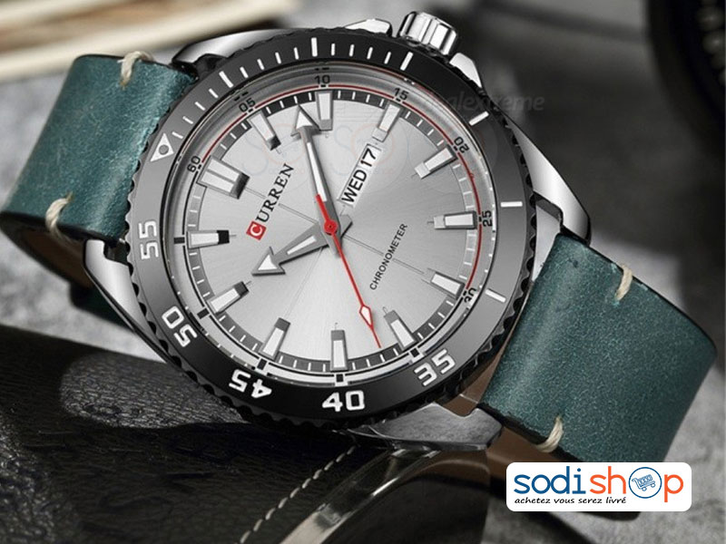 Curren M8272 Watch Leather Strap With Day & Date