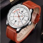 Curren M8211 Watch Leather Strap with Date & Day Stylish Watch