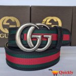 Gucci Original Leather Belt Silver Buckle