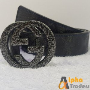 Gucci Belt Imported Black Grey Buckle