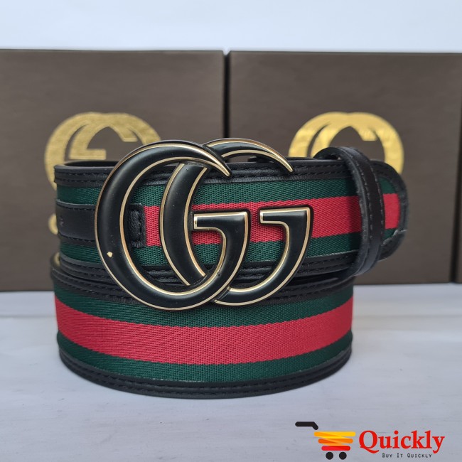 Gucci Imported Belt Black & Gold Buckle