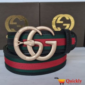 Gucci Imported Belt Gold Stylish Snake Design Buckle