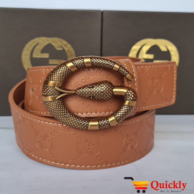 Gucci Imported Belt Gold Snake Design Stylish Buckle