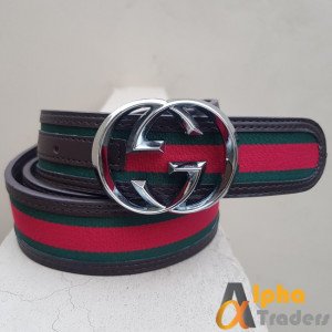Gucci Imported Belt Silver Buckle With Multicolor Belt
