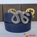 Gucci Imported Belta Silver Buckle Snake Design