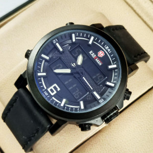 Kademan K004 Watch Leather Strap Analog & Digital Stylish Watch