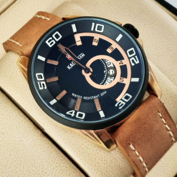 Kademan 6171 Analog Watch with Date Leather Strap