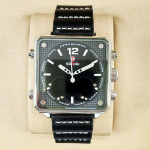 Kademan K9088 Black Silver Digital Watch Leather with Night Vision