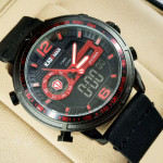 Kademan K6165 Watch Leather Strap Analog & Digital Stylish Watch