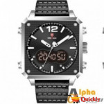 Kademan K9088 Black Silver Digital Watch Leather with Night Vision