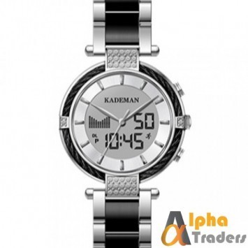 Kademan 9080L Silver Ladies Analog Digital Watch Chain Strap