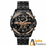 KADEMAN 9076 Black Gold Brand Men's Watch Mens Sport Watch LED Quartz Watches Stainless Steel Army Military
