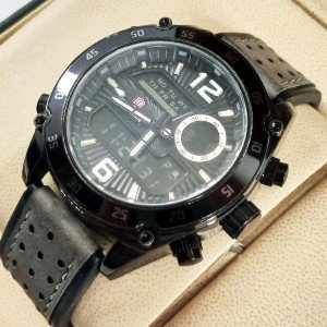 Kademan K820G Watch Leather Strap Analog & Digital Watch