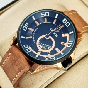 Kademan 6171 Analog Watch with Date Leather Strap