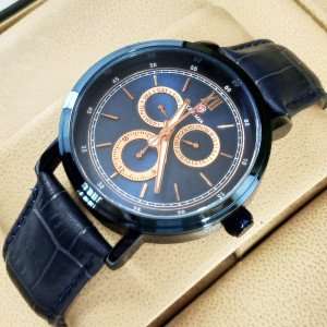 Kademan 818G Watch Chronograph Leather Strap