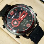 Kademan K6165 Watch Leather Strap Analog & Digital Stylish Watch