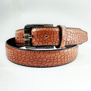 Genuine Leather Belt Crocodile Mustard Color With Buckle  For Men QBL027