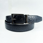 Genuine Leather Belt Crocodile Black Color With Buckle  For Men QBL028