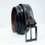 Genuine Leather Belt Crocodile Black Color With Buckle  For Men QBL028