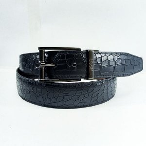 Genuine Leather Belt Crocodile Black Color With Buckle  For Men QBL028