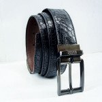 Genuine Leather Belt Crocodile Black Color With Buckle  For Men QBL028