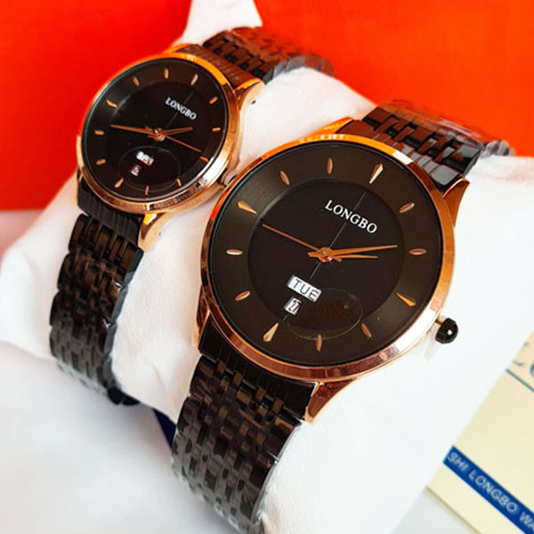 Longbo Original Couple Watches Black Color