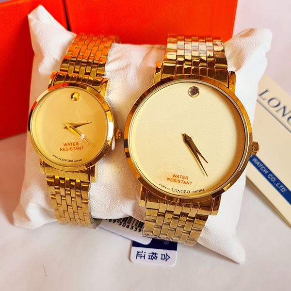 Longbo Original Couple Watches Gold Color Movado Style