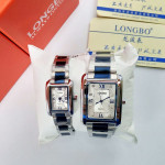 Longbo Original Couple Watches Chain Strap Silver & Blue Color