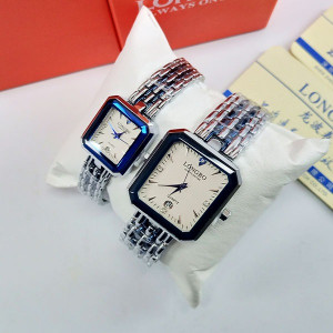 Longbo Original Couple Watches Chain Strap Blue & Silver Color