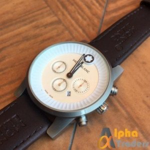 MontBlanc White Watch Leather Strap With Date