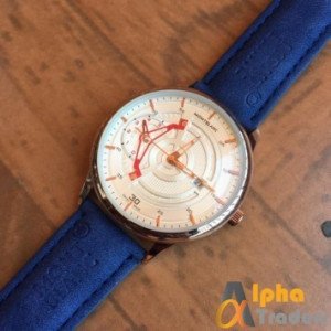 MontBlanc Blue Leather Strap Strap Watch With Date