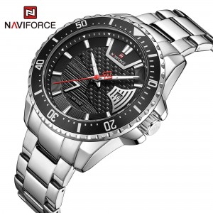 Naviforce NF-9191 Chain Strap Silver &  Black Color  Watch