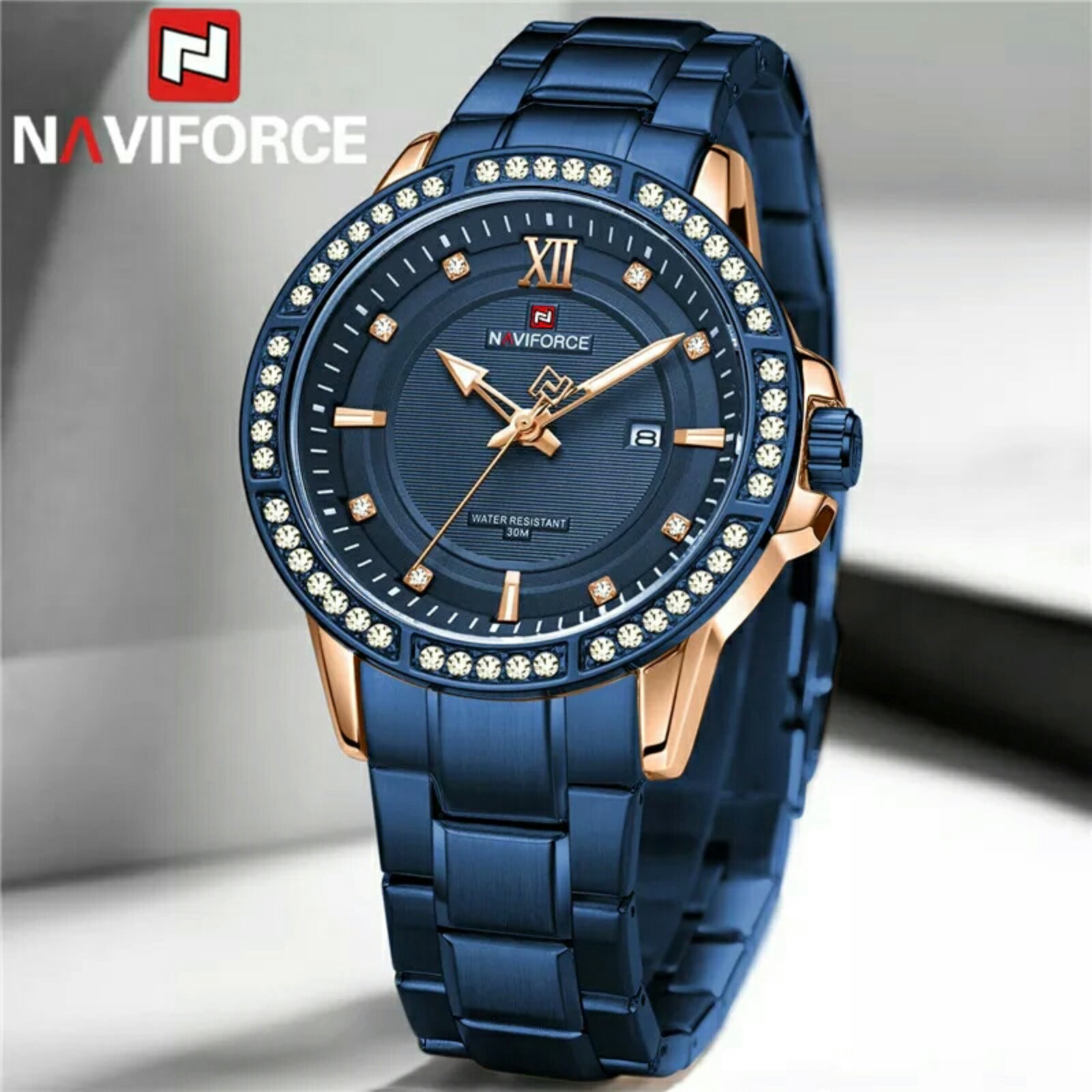 Naviforce NF-9187M Chain Strap Blue Color Watch
