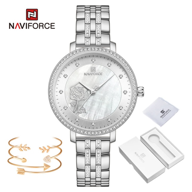 Naviforce NF-5017L Ladies Chain Strap Silver Color Watch