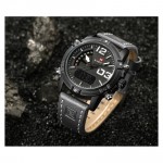 Naviforce NF9095 Leather Strap Black Color Watch