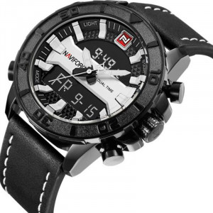 Naviforce NF-9114M Leather Strap Analog & Digital Watch