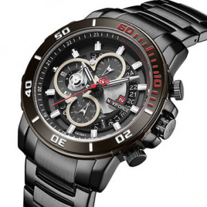 Naviforce NF-9174M Chronograph Chain Strap Black Color Watch