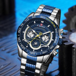 Naviforce NF-9185M Chronograph Chain Strap Blue Color Watch