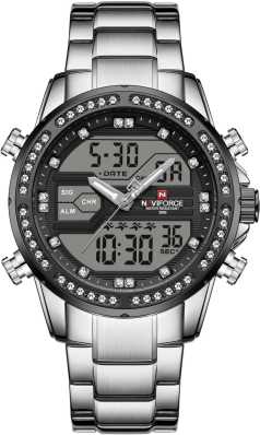 Naviforce NF9190 Chain Strap Silver & Black Color  Watch