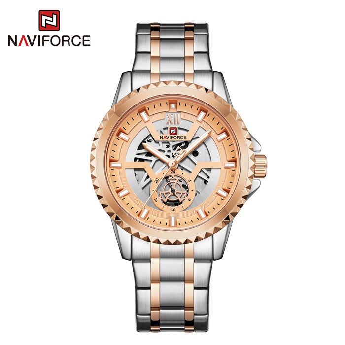 Naviforce NF9186 Chain Strap Silver & Rose Gold Color  Watch
