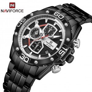Naviforce NF8018 Chain Strap Black & White Color Watch
